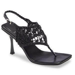 JEFFREY CAMPBELL Millenia Slingback SANDALS Size 8.5 Square Toe Heels Black NEW